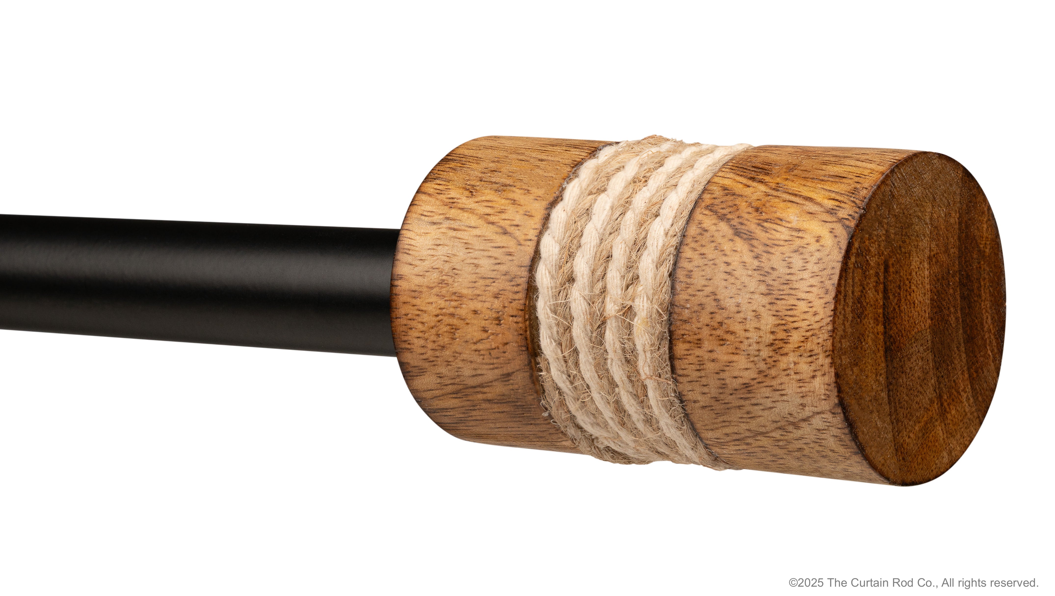 Dinah Modern Farmhouse Natural Wood with Rope Curtain Rod Set ...