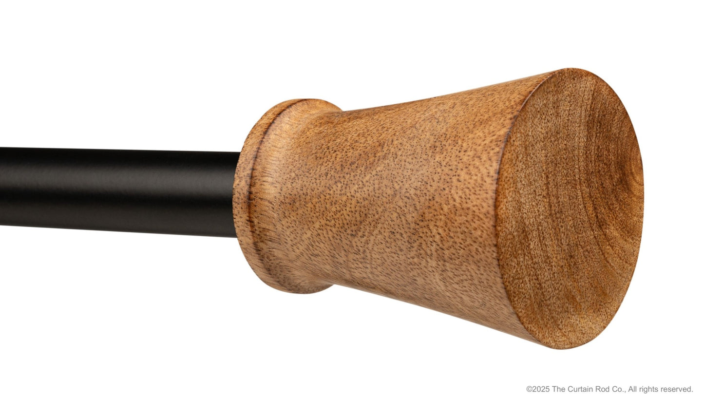 Fluted Natural Organic Rustic Wood Farmhouse Curtain Rod Set