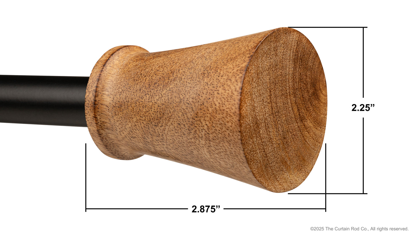 Fluted Natural Organic Rustic Wood Farmhouse Curtain Rod Set