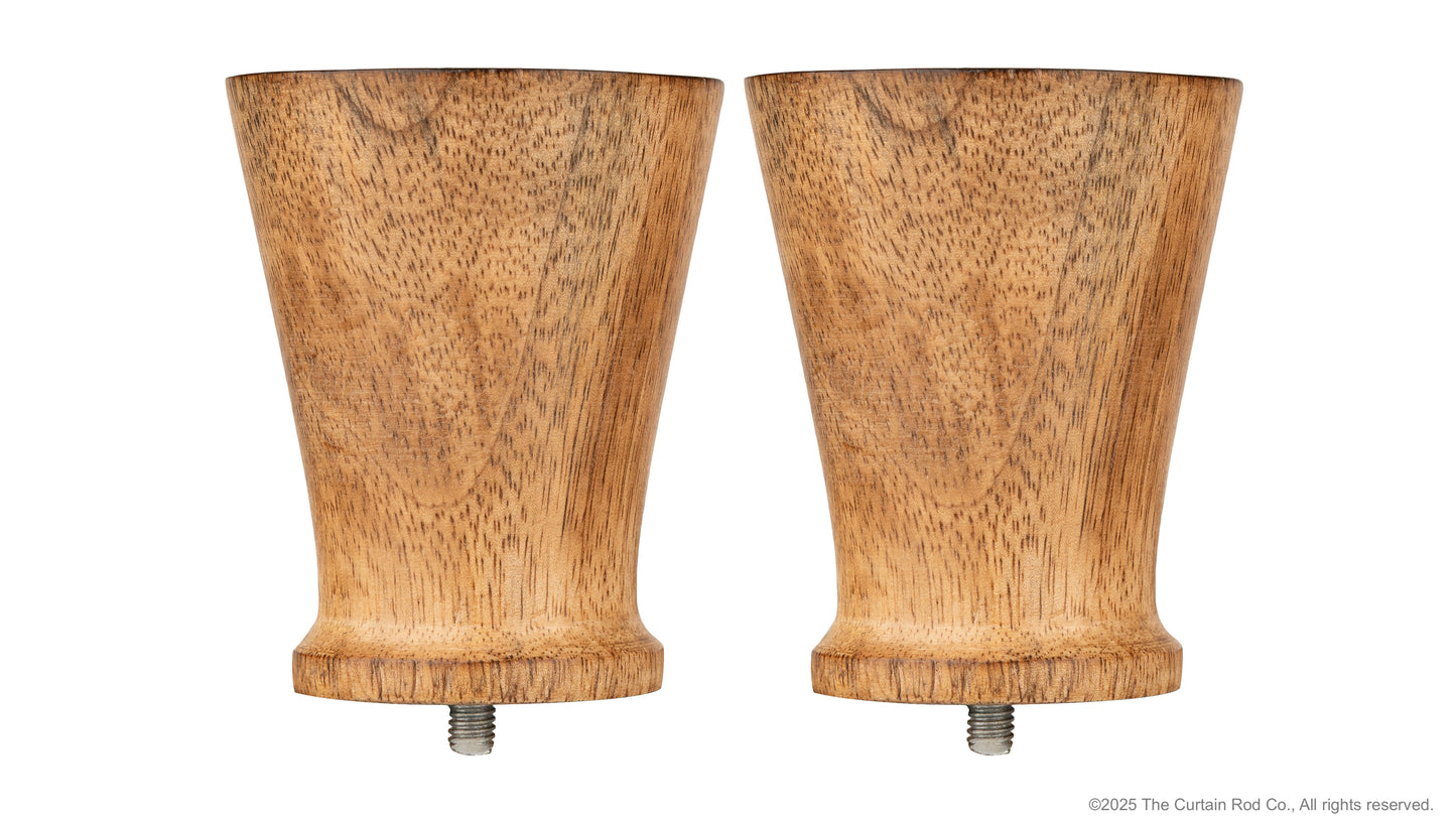 Fluted Natural Organic Rustic Wood Farmhouse Curtain Rod Set