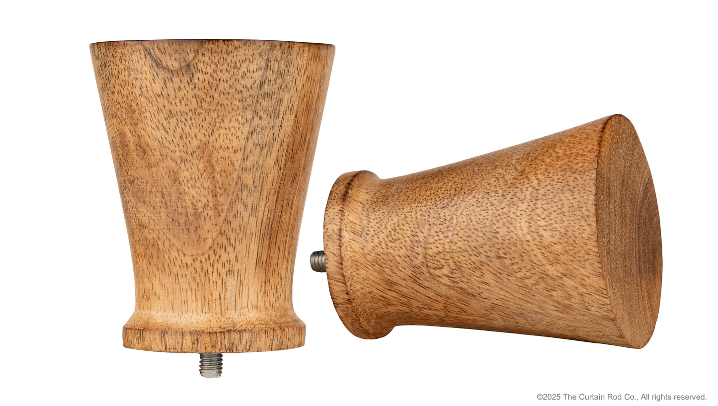 Fluted Natural Organic Rustic Wood Farmhouse Curtain Rod Set