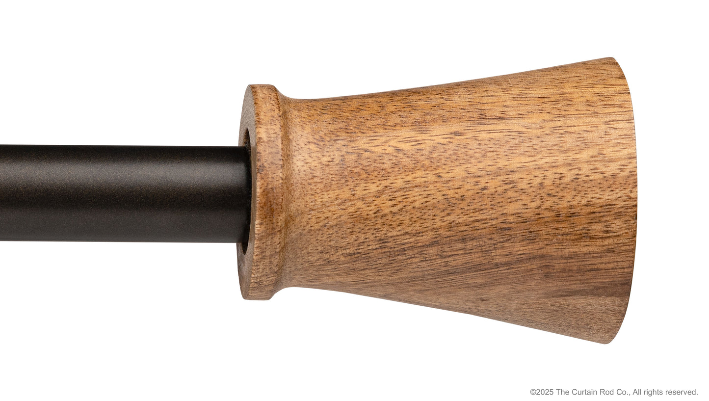 Fluted Natural Organic Rustic Wood Farmhouse Curtain Rod Set