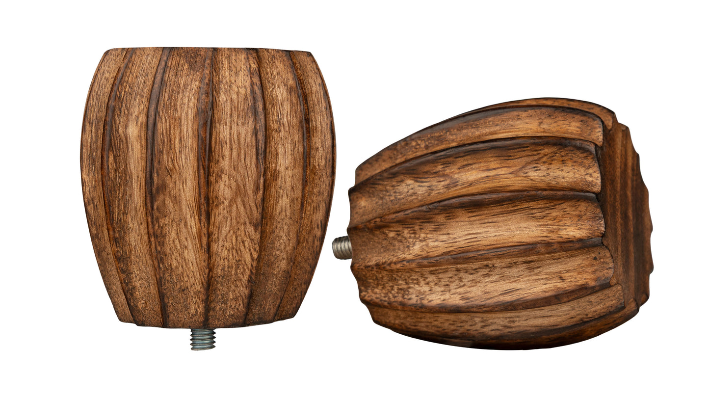 Vintage Dover Carved Wood Black or Bronze Farmhouse Curtain Rod Set