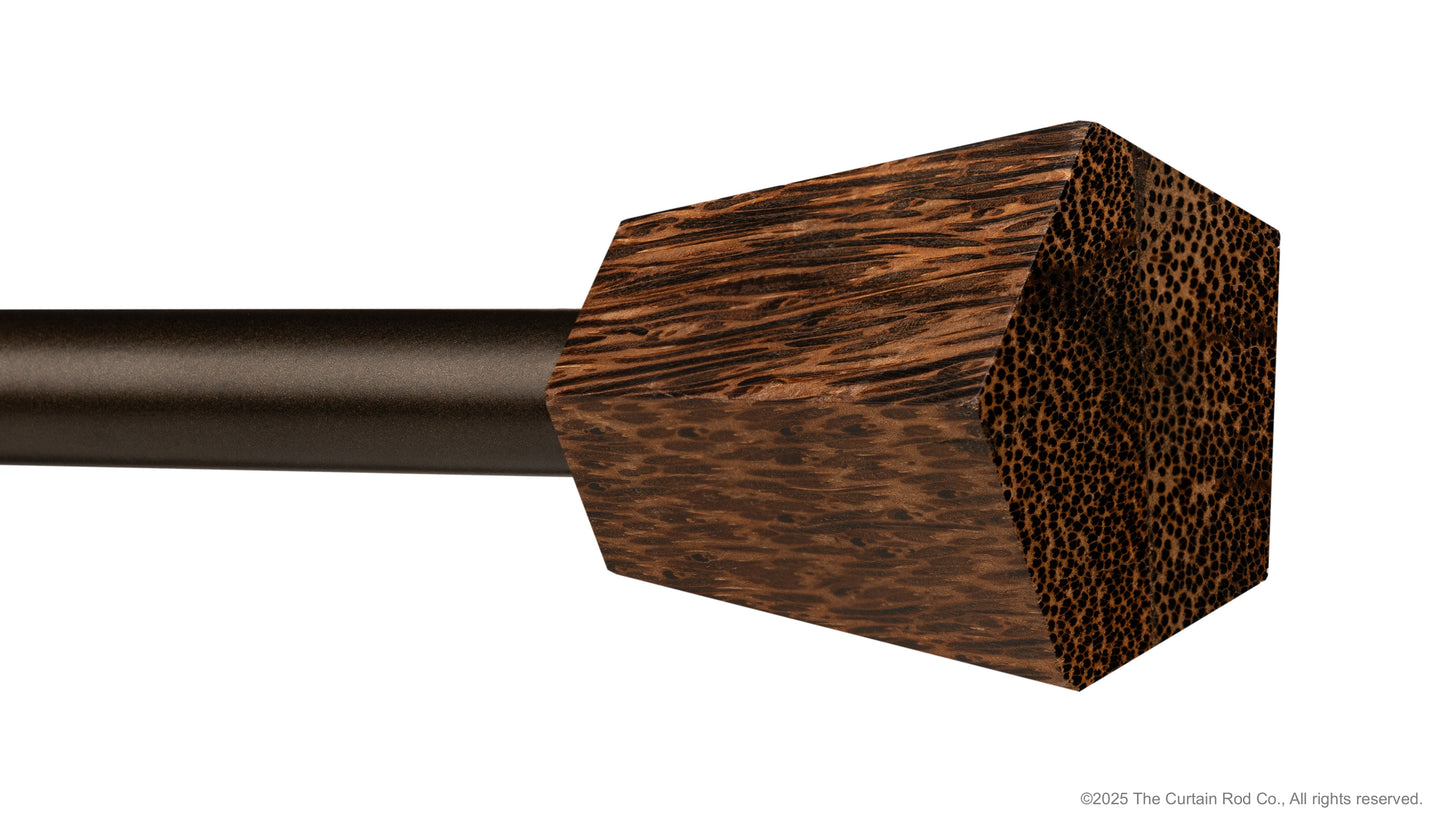 Wenge Real Wood Contempo-Modern Bronze or Matte Black Curtain Rod Set