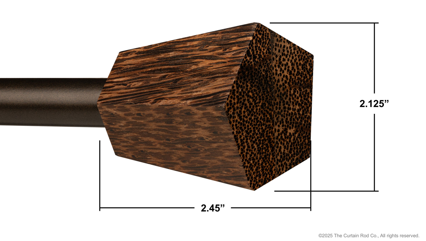 Wenge Real Wood Contempo-Modern Bronze or Matte Black Curtain Rod Set