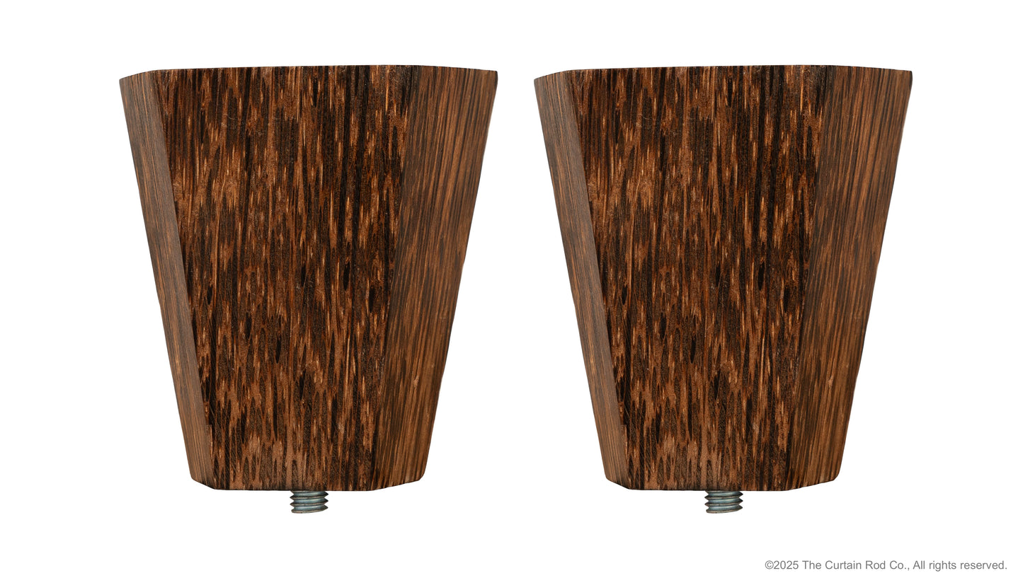 Wenge Real Wood Contempo-Modern Bronze or Matte Black Curtain Rod Set