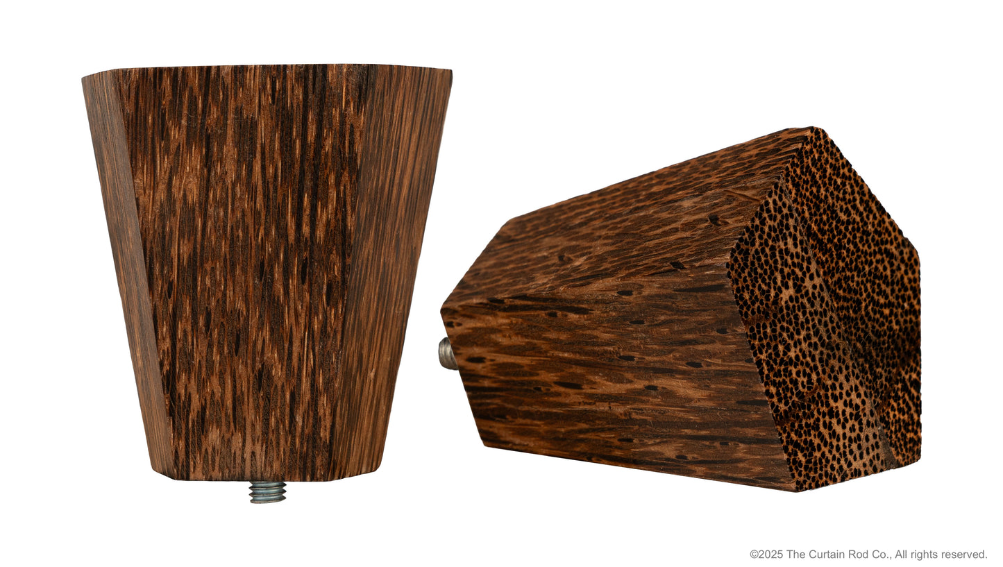 Wenge Real Wood Contempo-Modern Bronze or Matte Black Curtain Rod Set