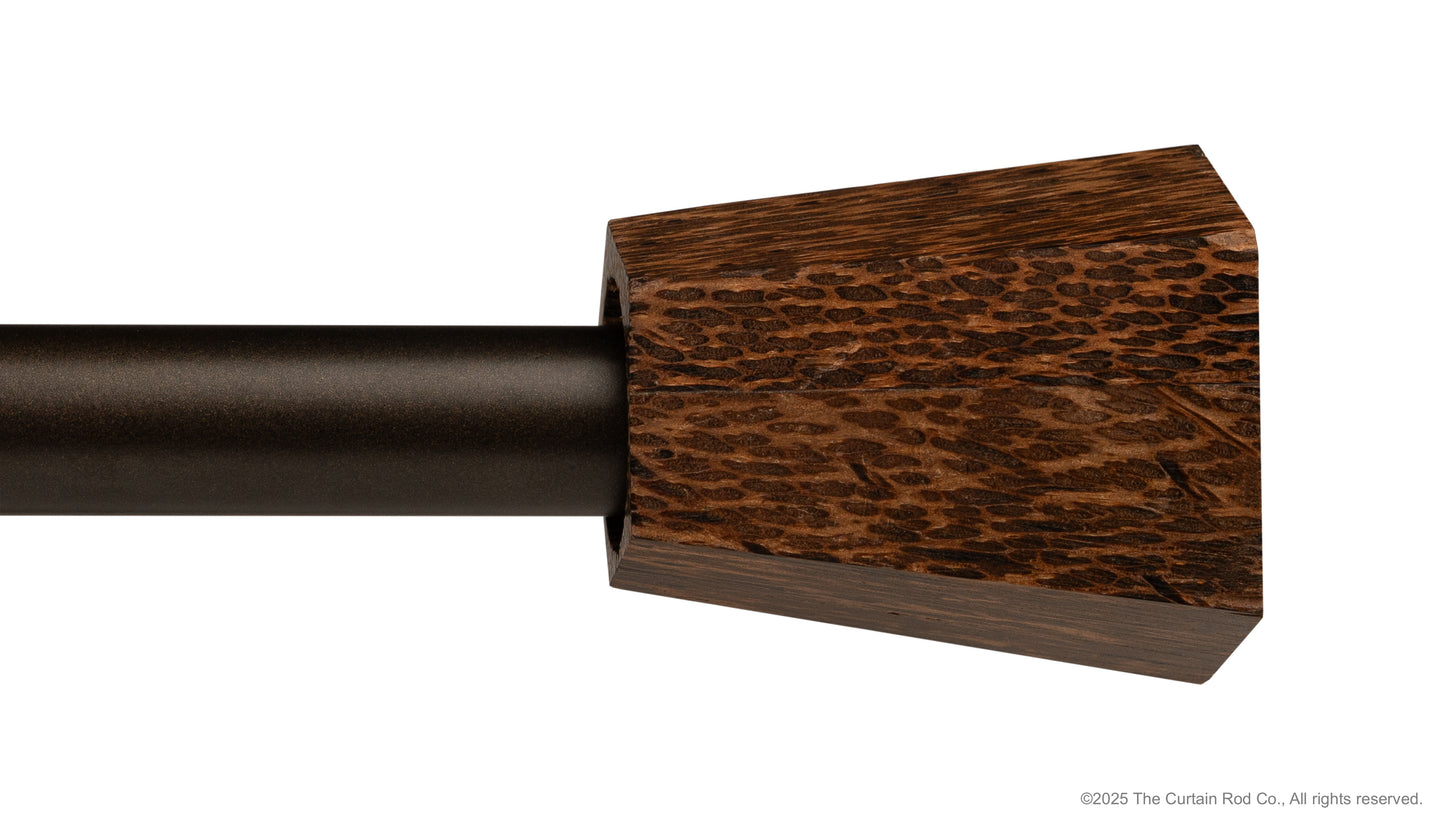 Wenge Real Wood Contempo-Modern Bronze or Matte Black Curtain Rod Set