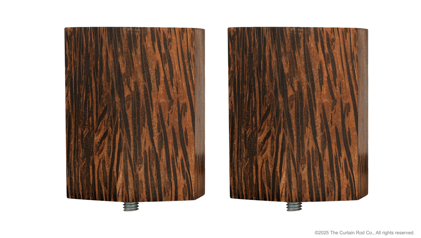 Wenge Real Wood Contempo-Modern Warm Bronze or Matte Black Curtain Rod Set