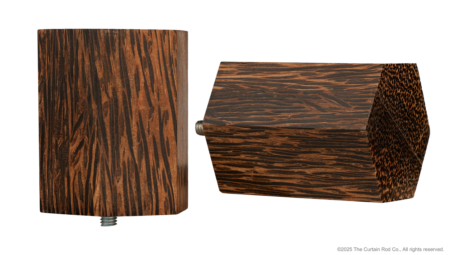 Wenge Real Wood Contempo-Modern Warm Bronze or Matte Black Curtain Rod Set