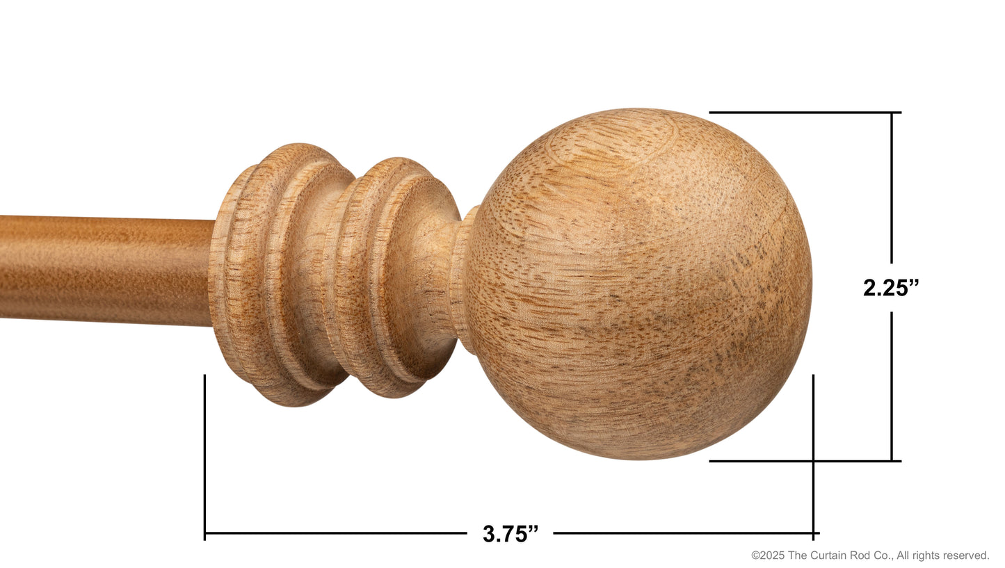 Amos Rustic Farmhouse Natural Oak Wood Curtain Rod Set