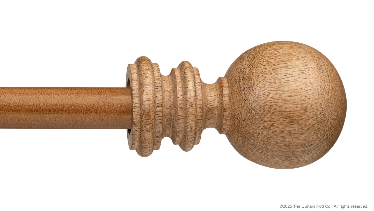 Amos Rustic Farmhouse Natural Oak Wood Curtain Rod Set