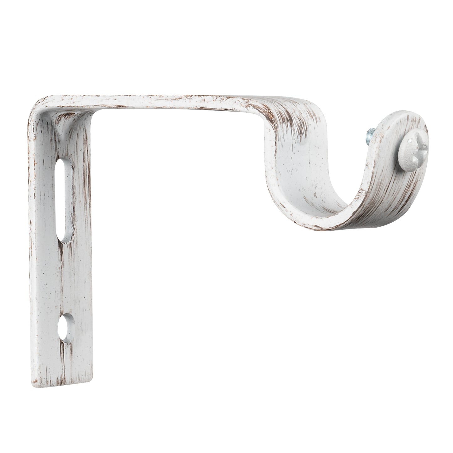 Fluted Distressed White Wood Modern Farmhouse Curtain Rod Set