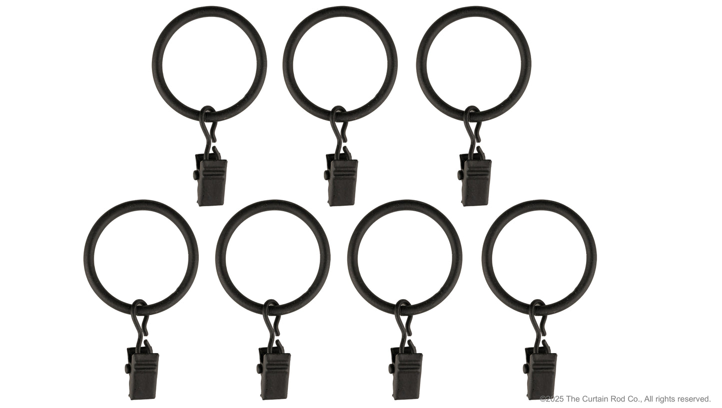 Home Decor Curtain Rods Clip Rings Matte Black Set of 7