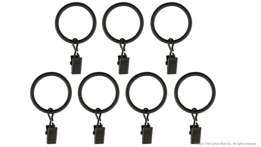 Home Decor Curtain Rods Clip Rings Matte Black Set of 7