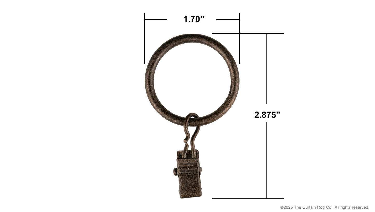 Home Decor Curtain Rods Clips Rings Bronze Clip Rings Set of 7
