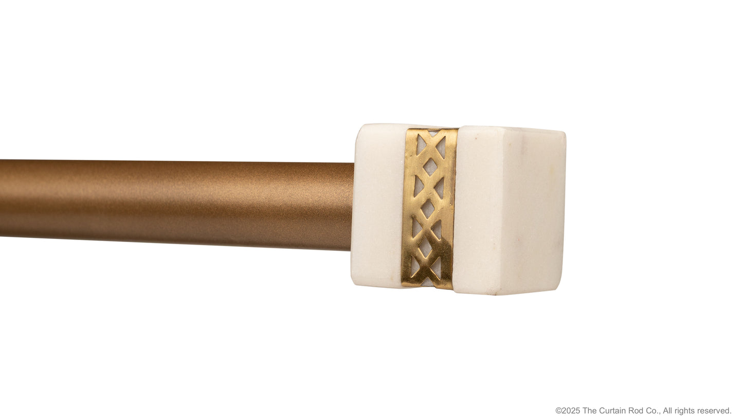 Modern Brass inlay & White Marble Curtain Rod Set