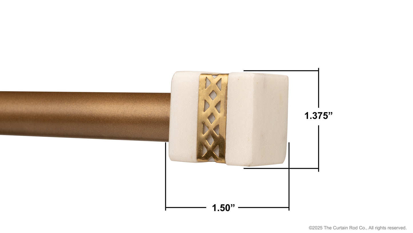 Modern Brass inlay & White Marble Curtain Rod Set