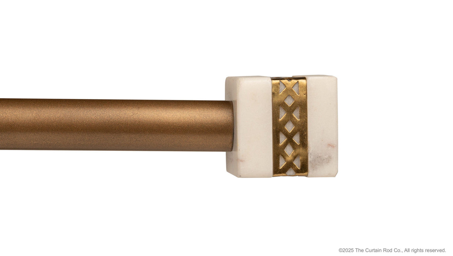 Modern Brass inlay & White Marble Curtain Rod Set