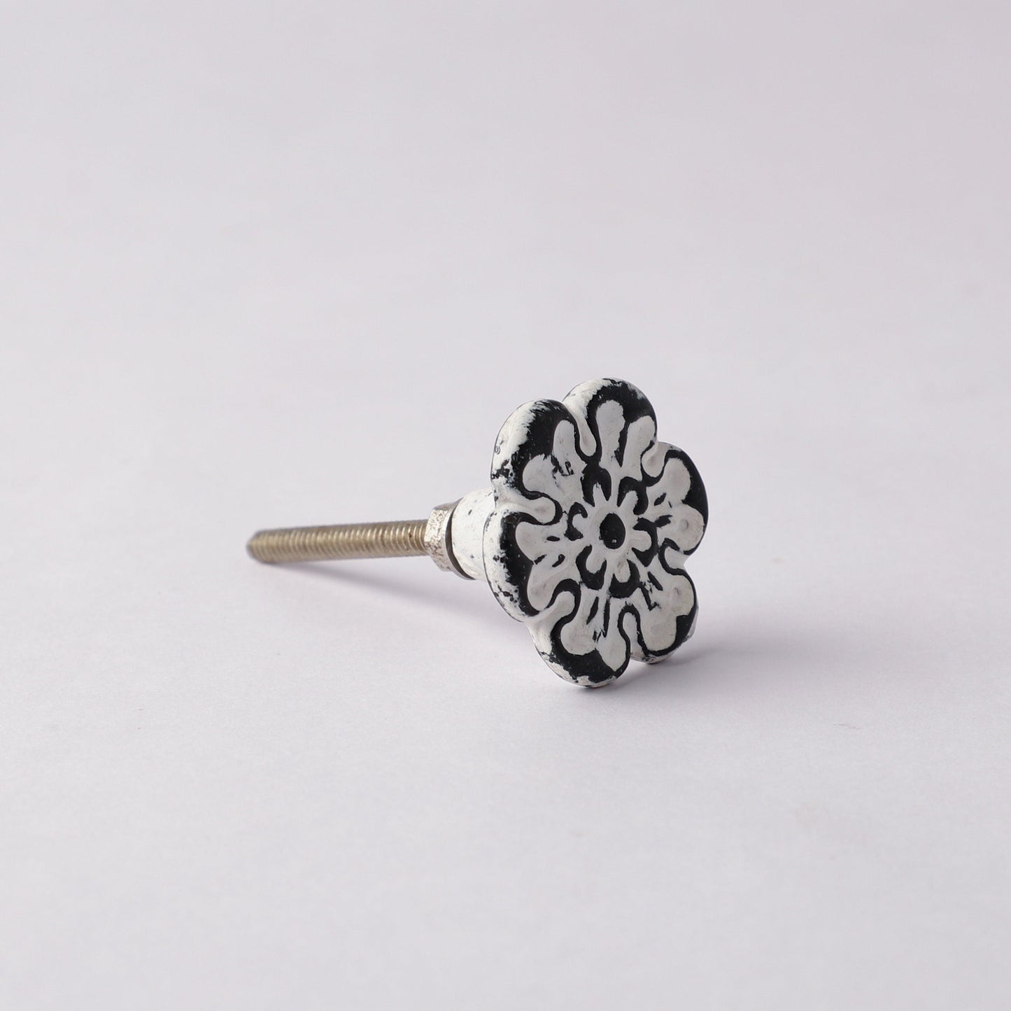 Brushed White Flower Metal Pull Knob (M1)