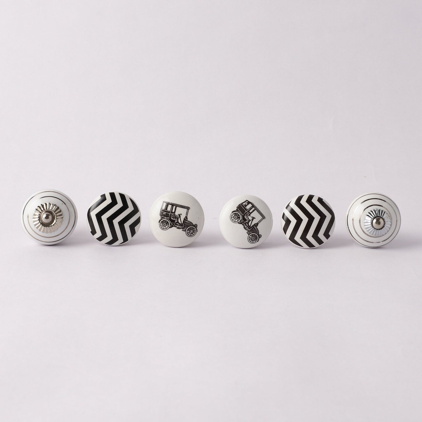 Black and White Antique Car Style Ceramic Pull Knobs (C6)