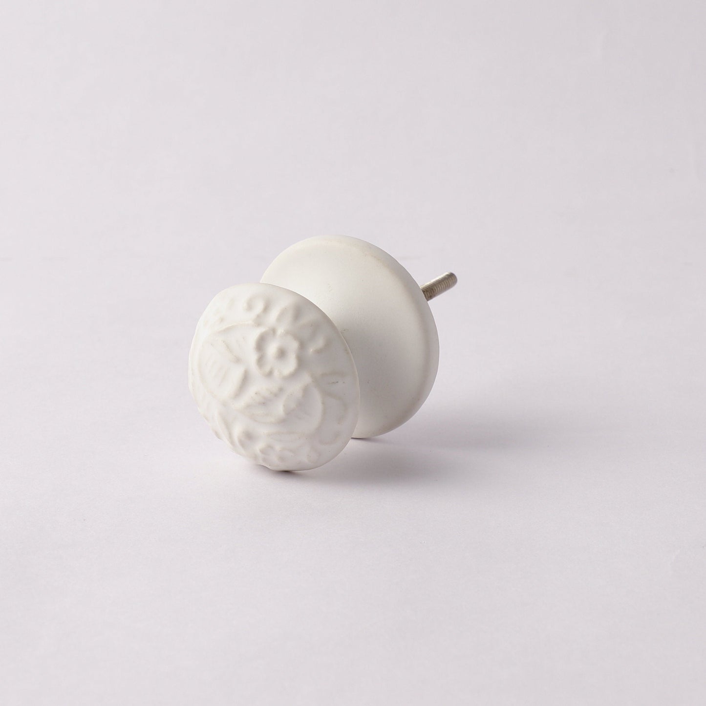 White Floral Knob Style Ceramic Pull Knob (C28)