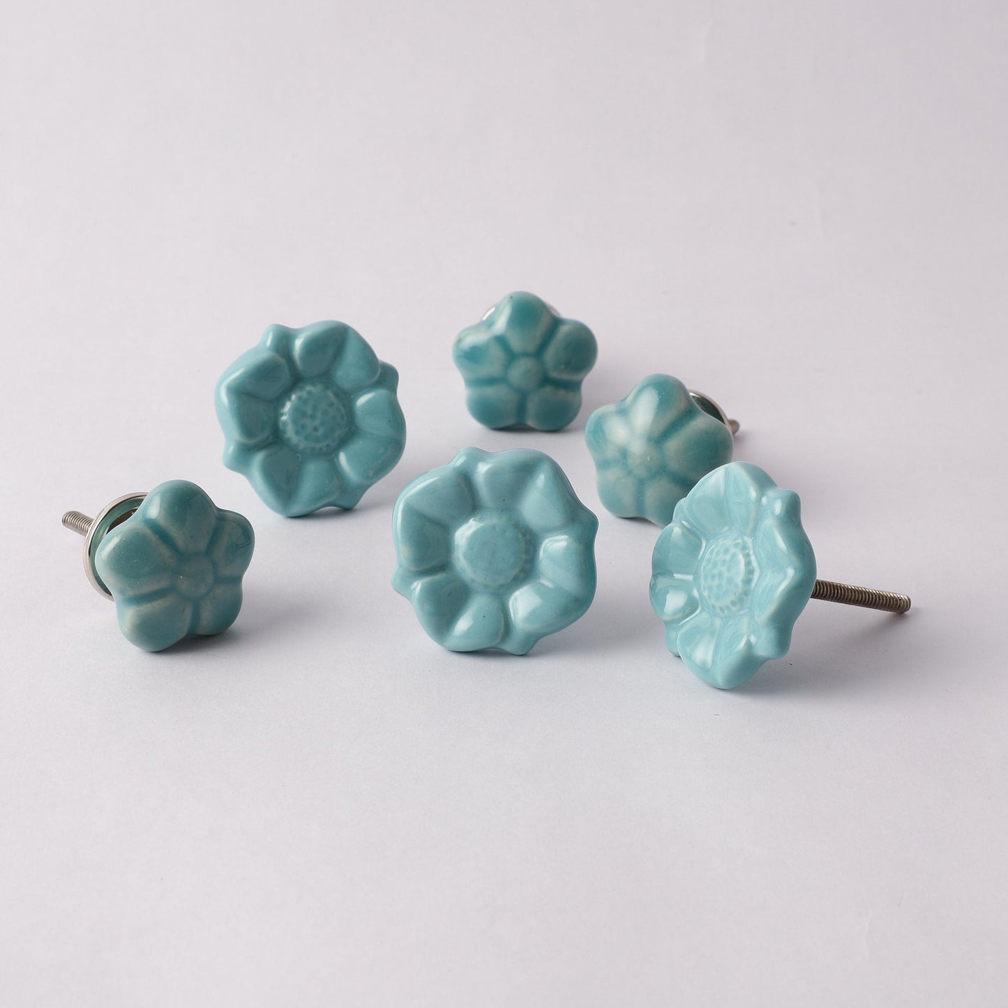 Teal Floral Style Ceramic Pull Knobs (C10)