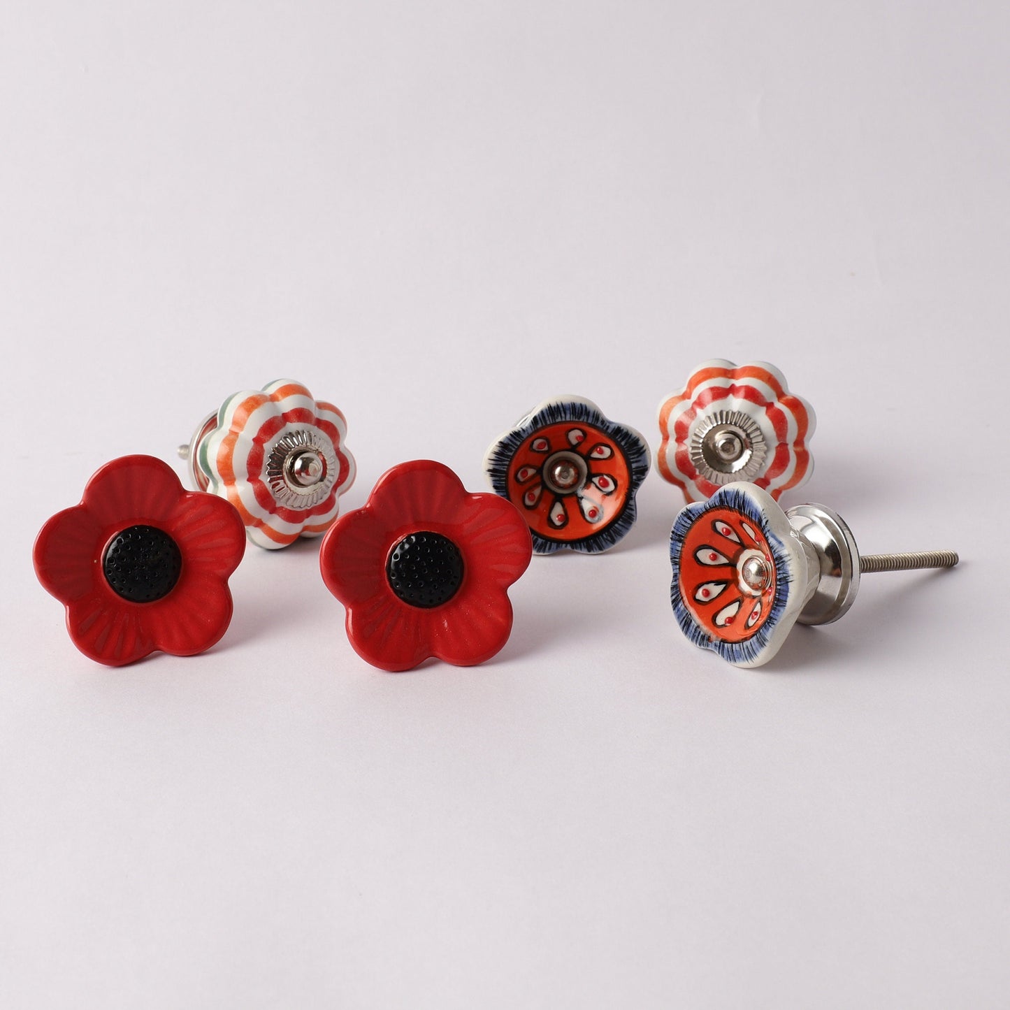 Red Floral with Classic Style Ceramic Pull Knobs (C14)