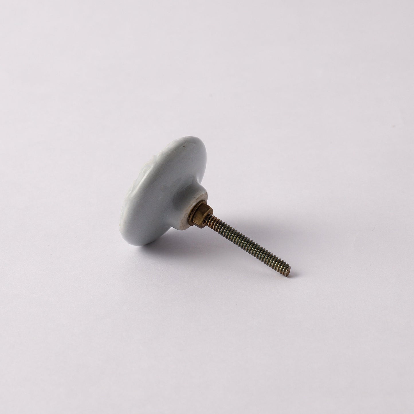 Gray Floral Button Style Pull knob (C21)