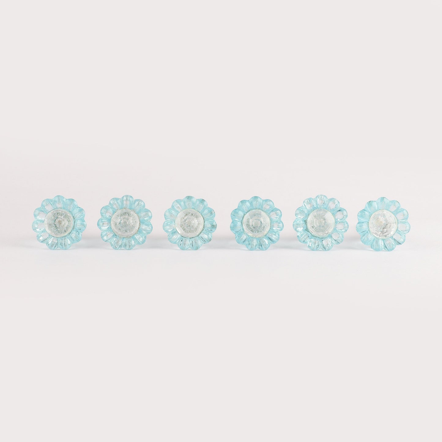 Aqua Glass Floral Pull Knobs (G14)