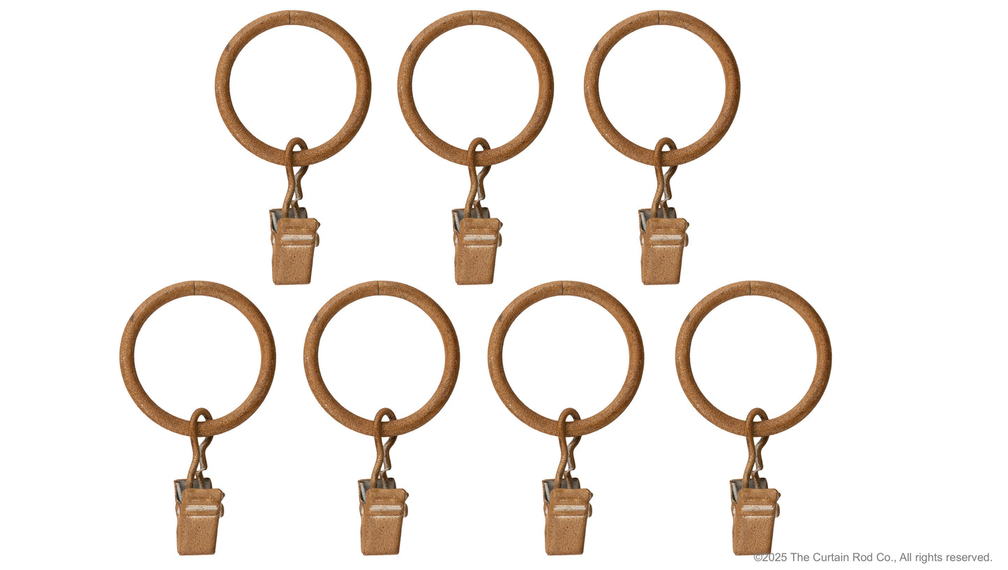 Home Decor Curtain Rods Clips Rings Distressed Natural Oak Set of 7