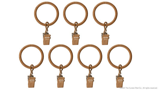 Home Decor Curtain Rods Clips Rings Distressed Natural Oak Set of 7