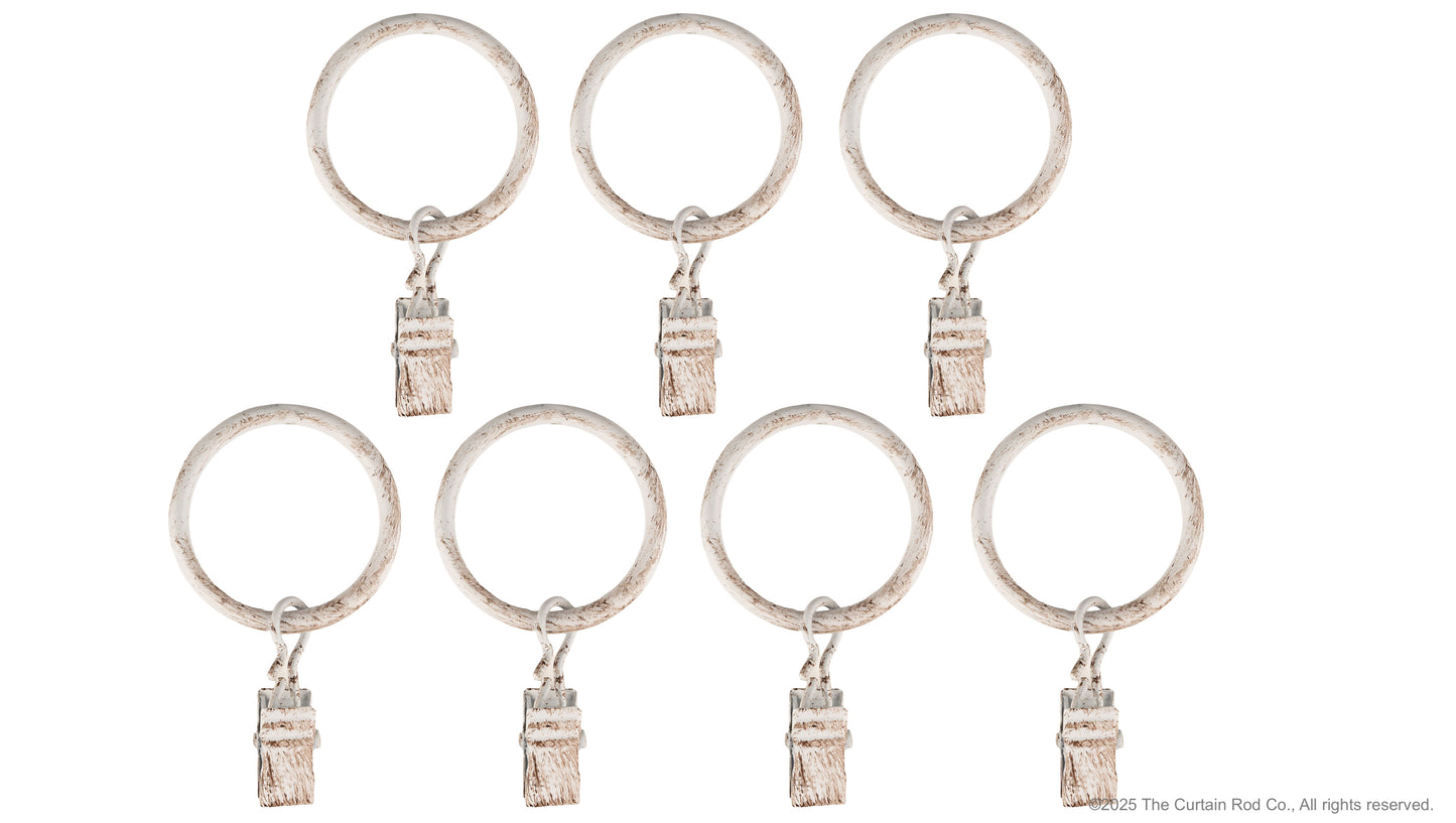 Home Decor Curtain Rods Clips Rings Distressed Ivory White Set of 7