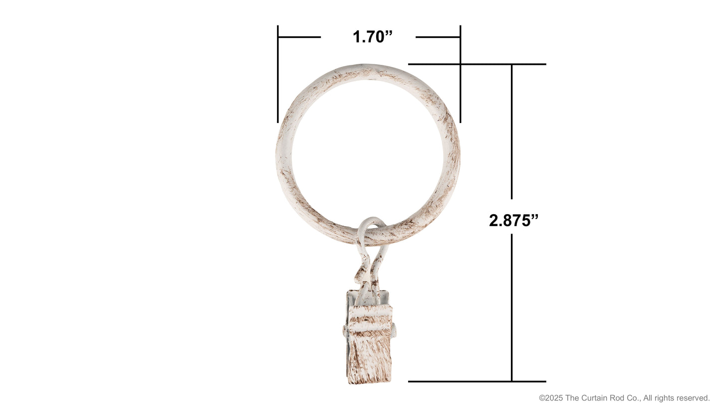 Home Decor Curtain Rods Clips Rings Distressed Ivory White Set of 7