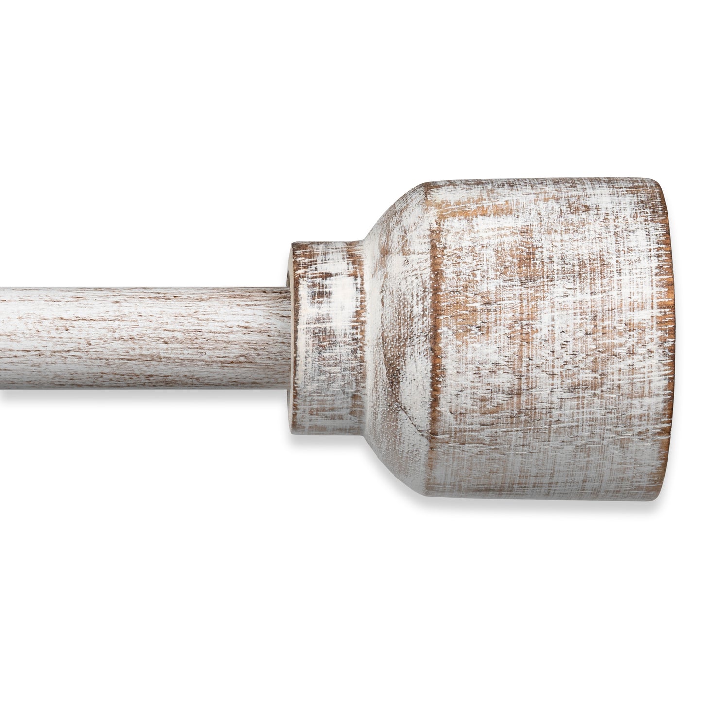 Modern "Cana" Distressed White Farmhouse Curtain Rod 28" - 48" , 48" - 84" , 84" - 144" (Single Curtain Rod Complete Set With Brackets)