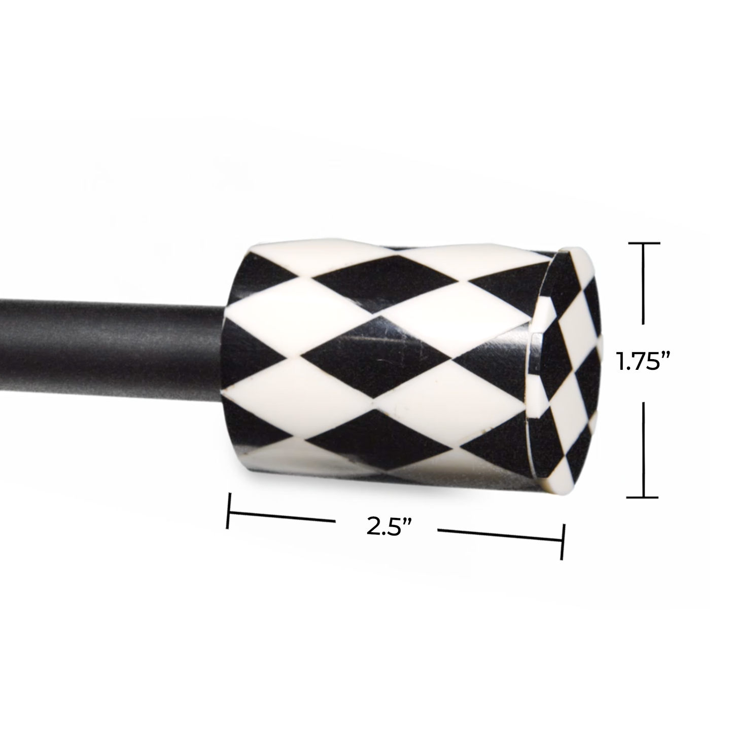 Lexington Black and White Checkered Farmhouse Victorian Curtain Rod 36"- 72" and 72"- 144" (Single Curtain Rod)