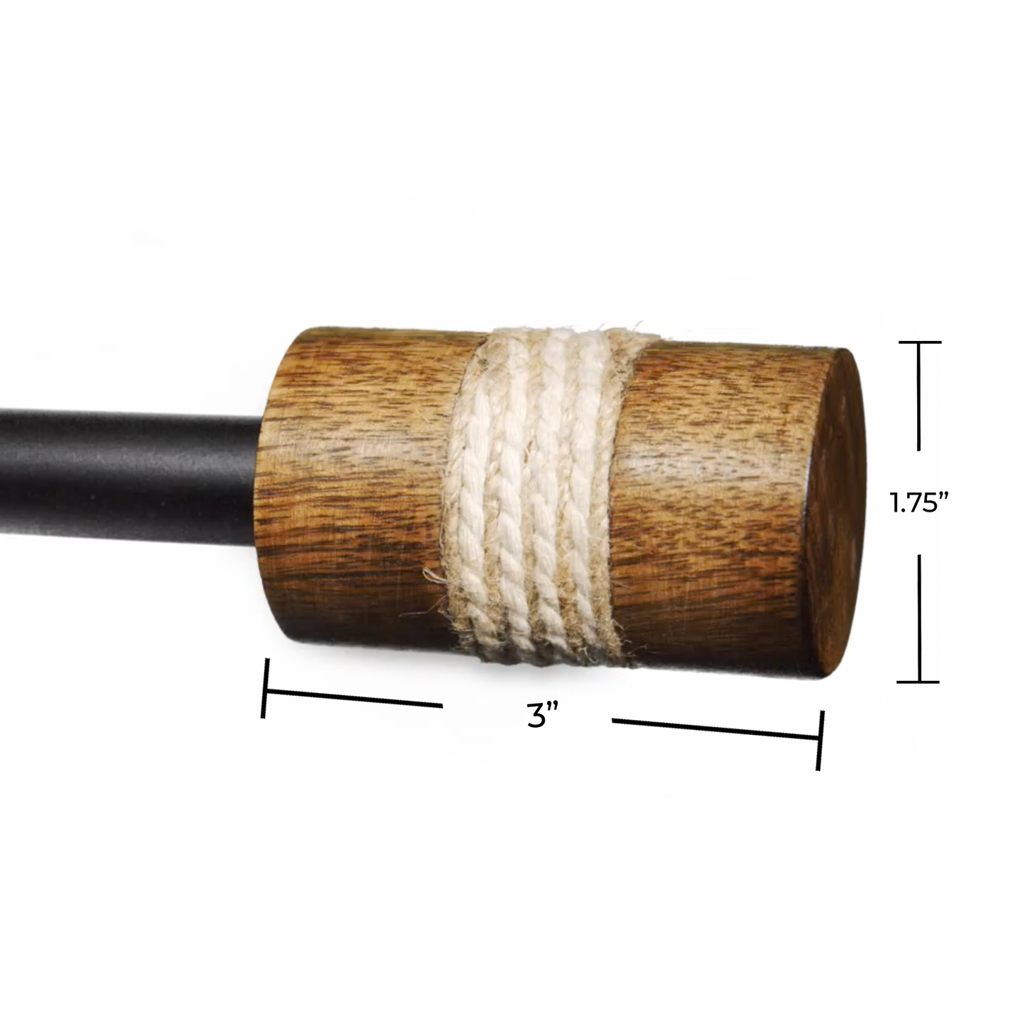 Dinah - Modern Farmhouse Natural Wood w/ Rope Curtain Rod 36"- 72", 72"- 144" (Single Curtain Rod)