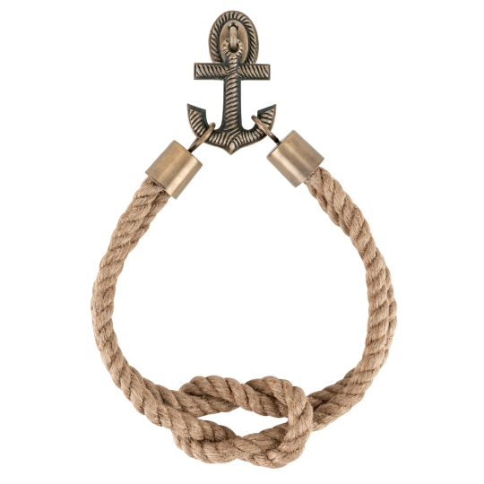 Anchor Jute Rope Curtain Tieback and Holdback, Antique Bronze