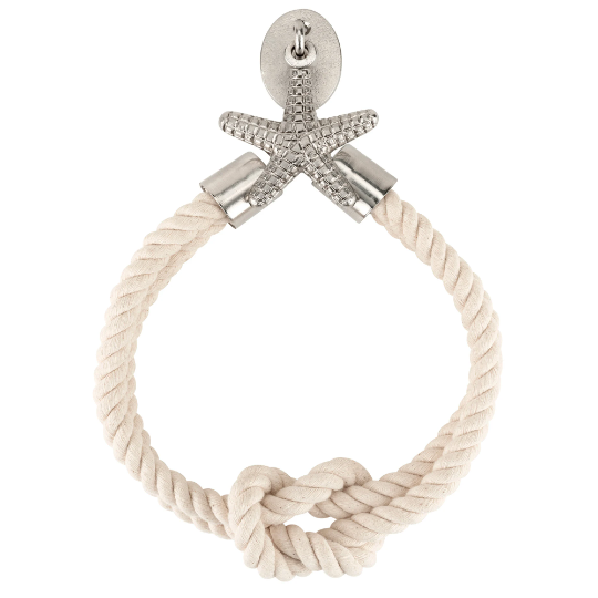 Starfish Cotton Rope Curtain Tieback and Holdback, Nickel FInish