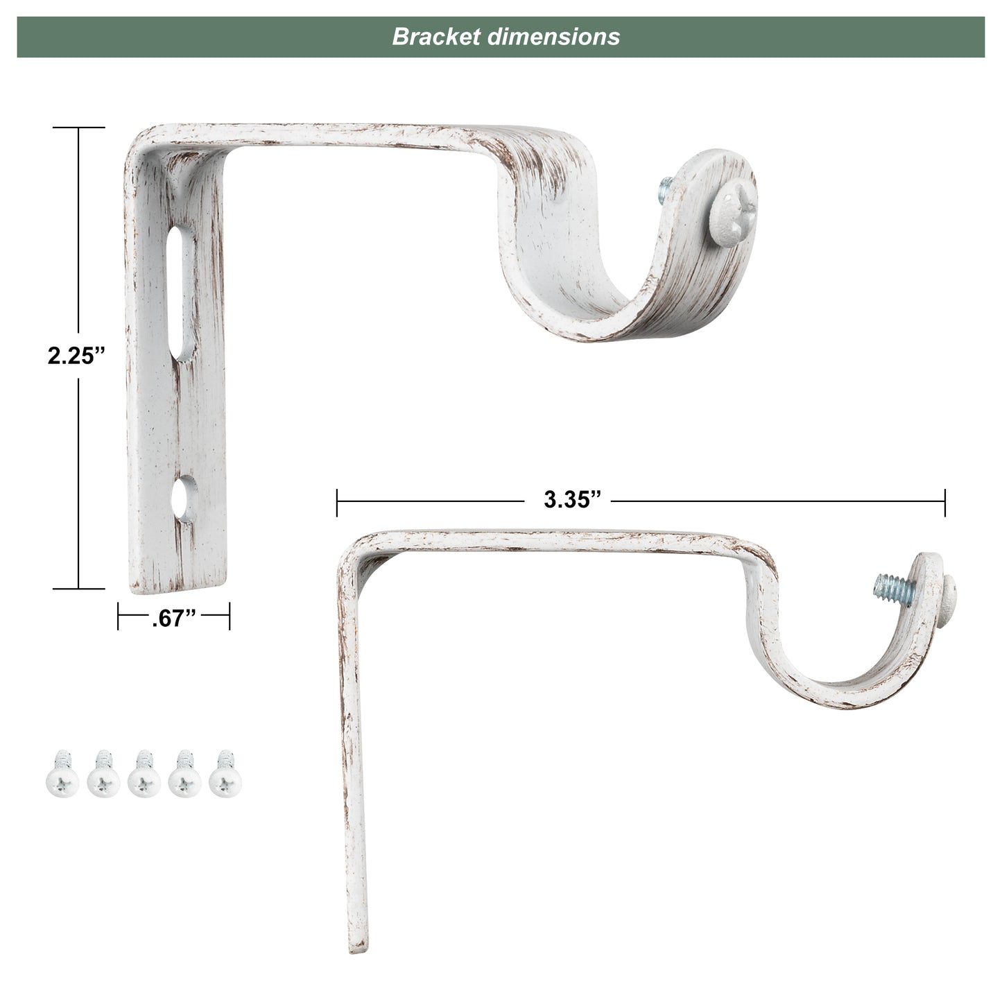 Cambridge Farmhouse Rustic Curtain Rods Distressed Ivory White 28"- 48", 48"- 84", 84"- 144" (Single Curtain Rod) (Set of 2)